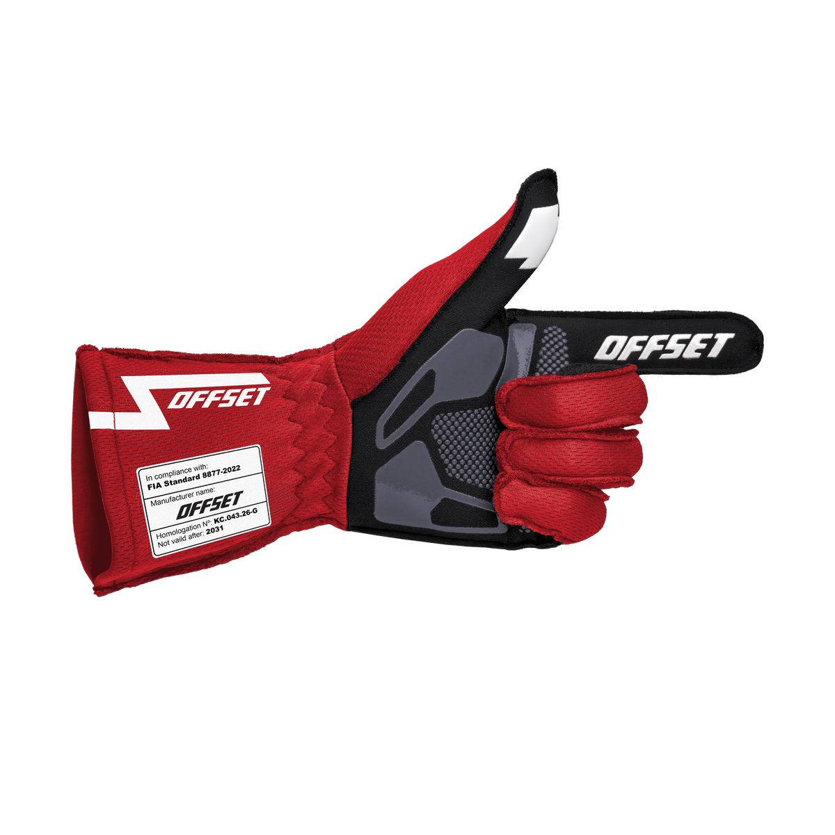 OFFSET CONCEPT FIA Gloves - Red and White