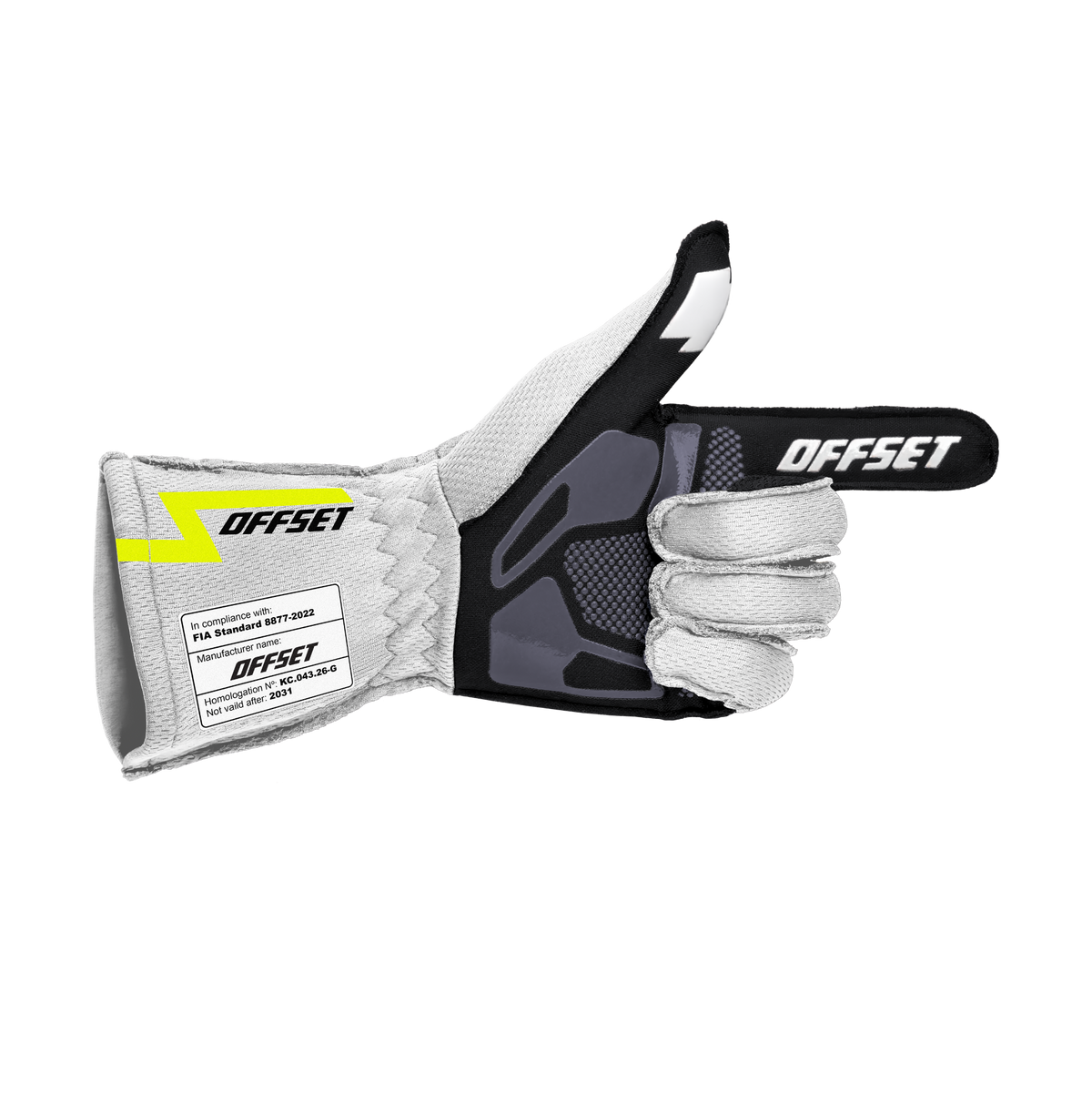 OFFSET CONCEPT FIA Gloves - White and Yellow