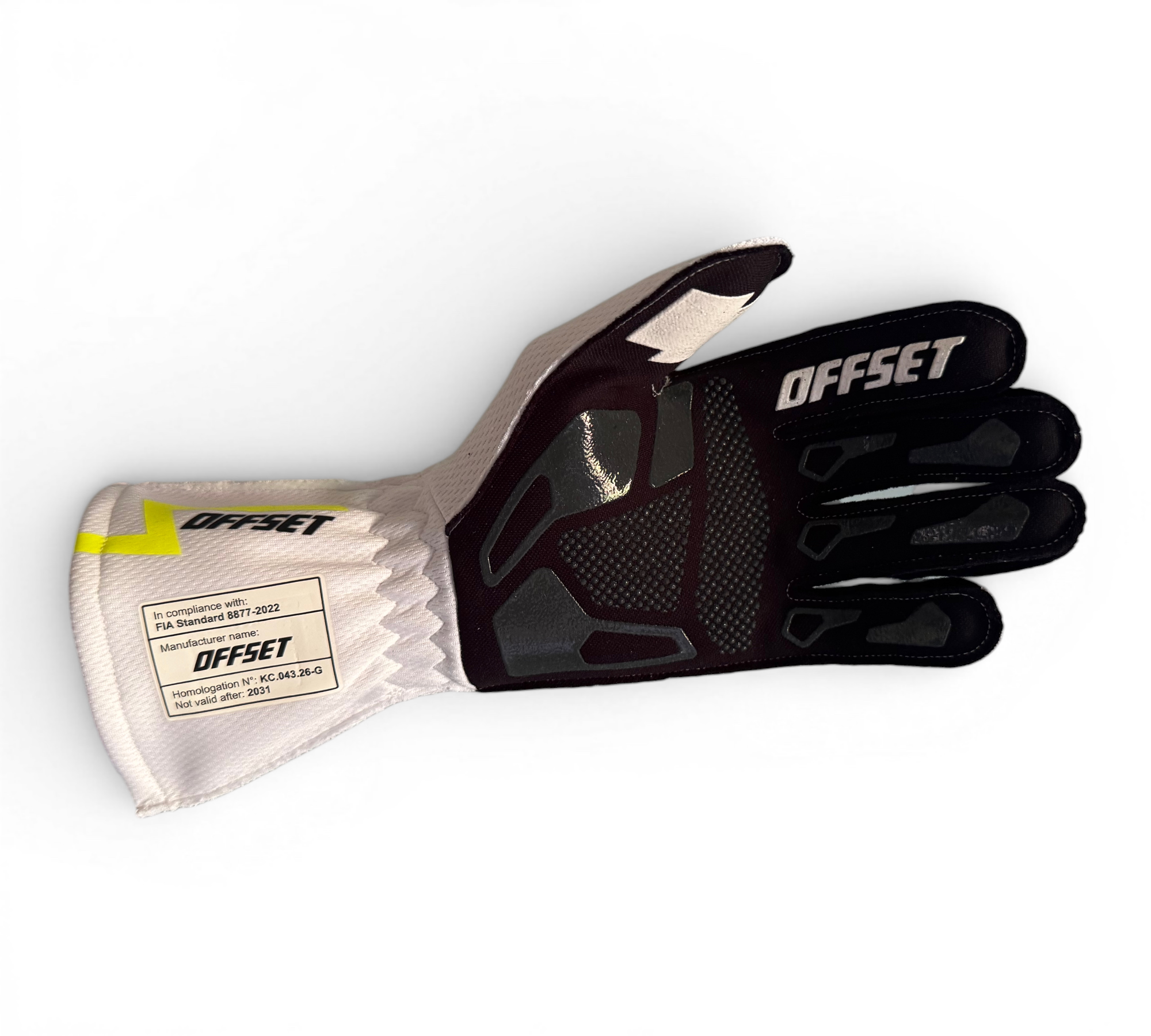 OFFSET CONCEPT FIA Gloves - White and Yellow